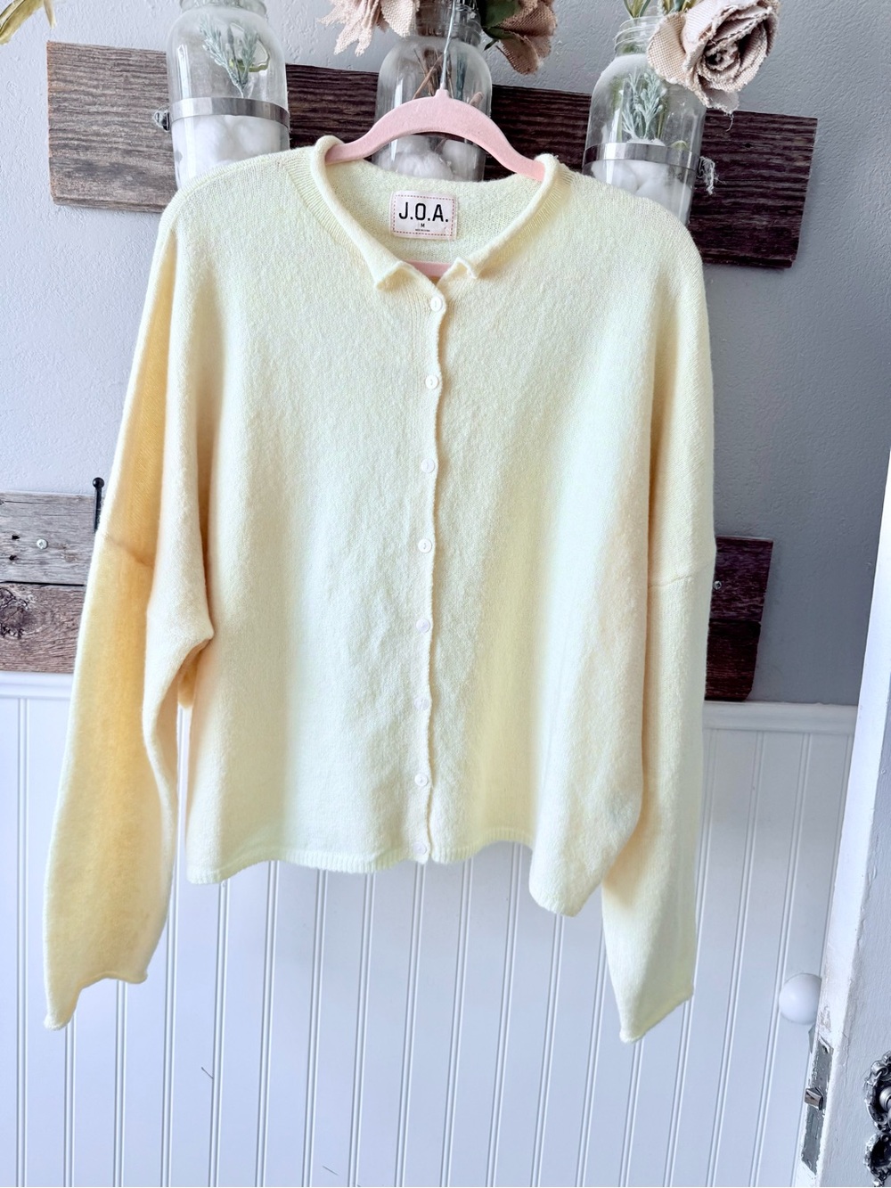 J.O.A. Light Yellow Button-Front Cardigan